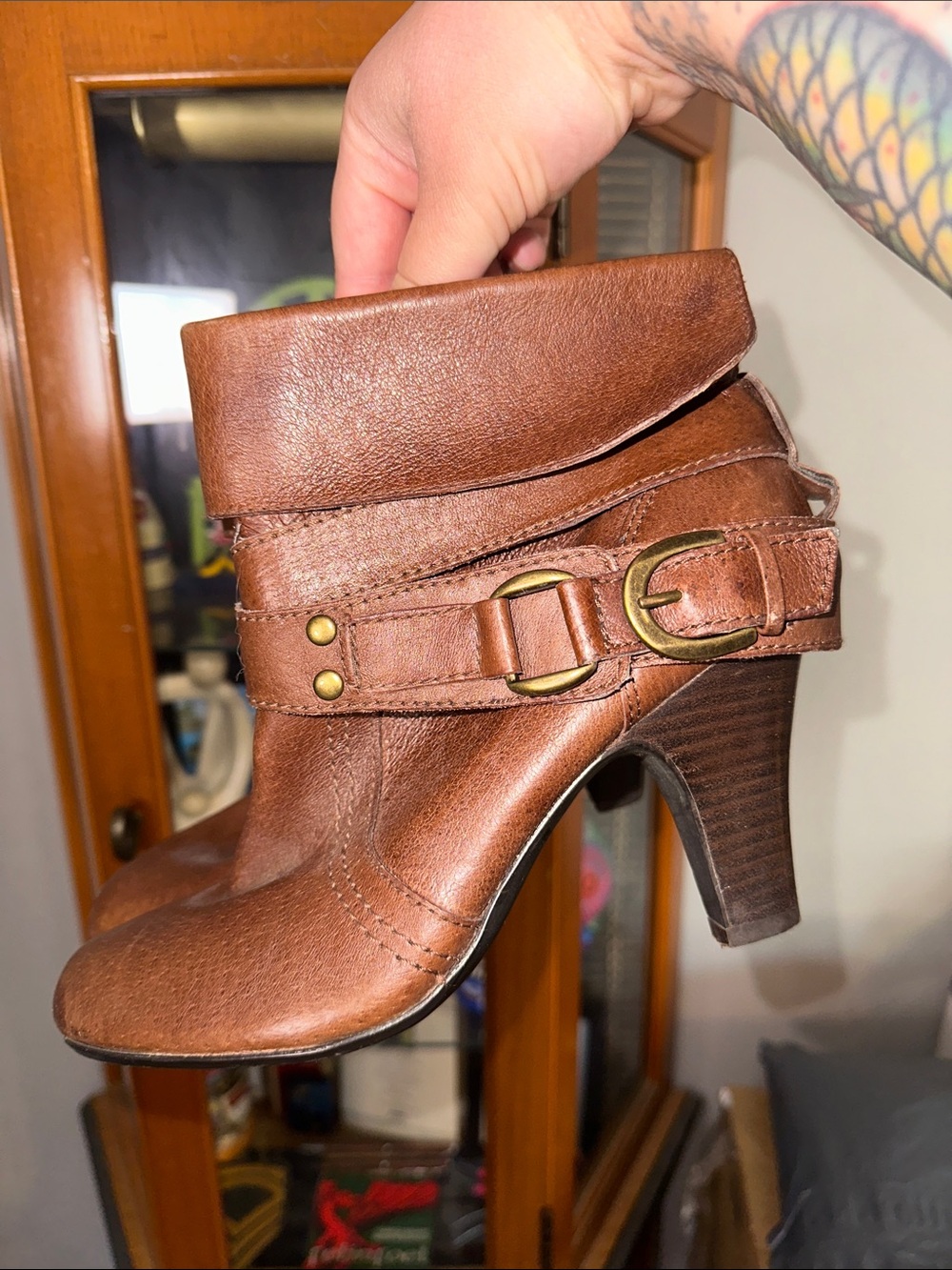 Kelly & Katie Brown Buckle Strap Ankle Booties